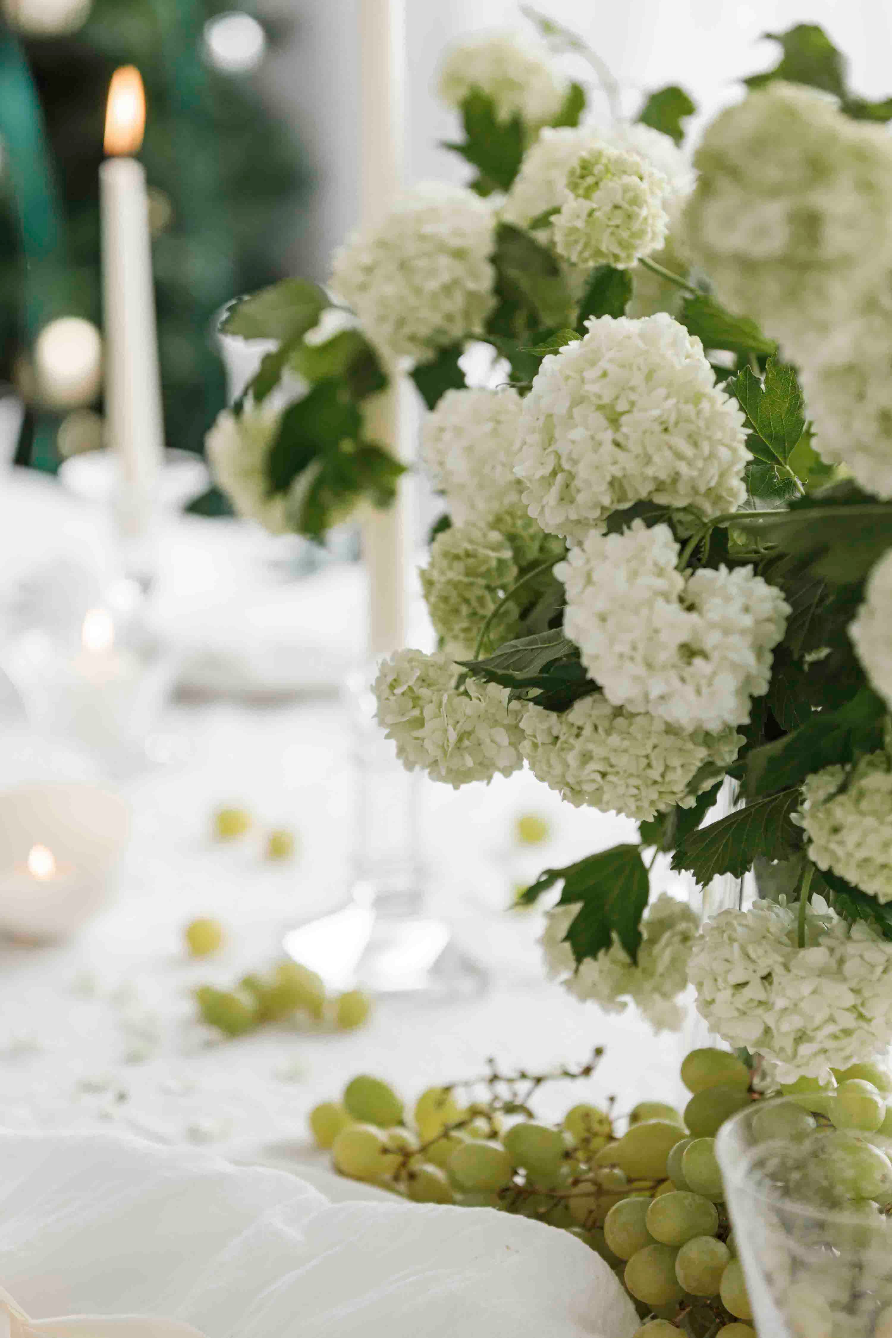 styled floral arrangement with linen