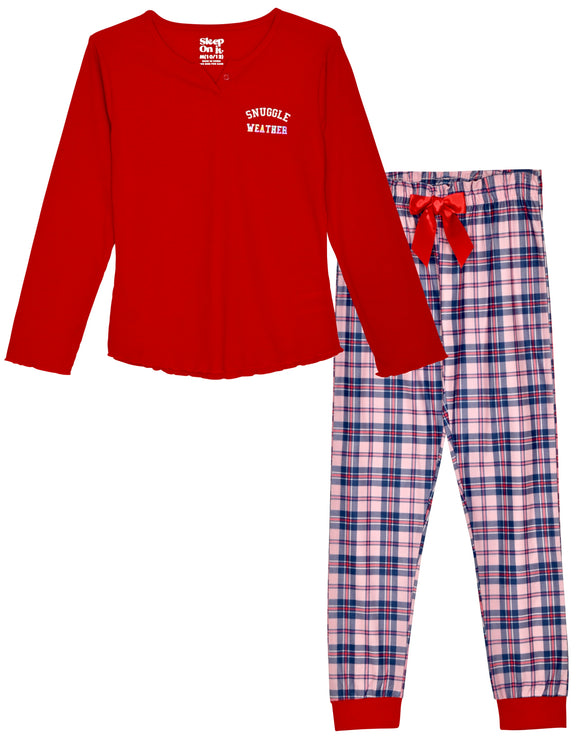 Sleep On It Girls Brushed Jersey 2-Piece Button-Front Coat Pajama Set with  Matching Scrunchie - Jersey Plaid - Multicolored, Size: S (7/8) 