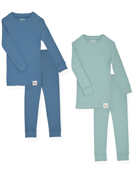 4-Piece 100% Organic Cotton Rib Knit Pajama Sets for Boys & Girls