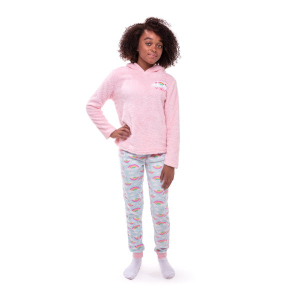 Girls 2-Piece Fleece Pajama Sets- Bring The Joy, Mint & Blue