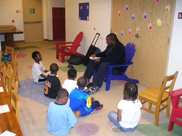 Donald speaking at a school