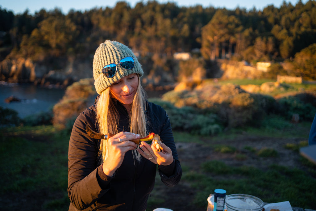 Annie preparing crab