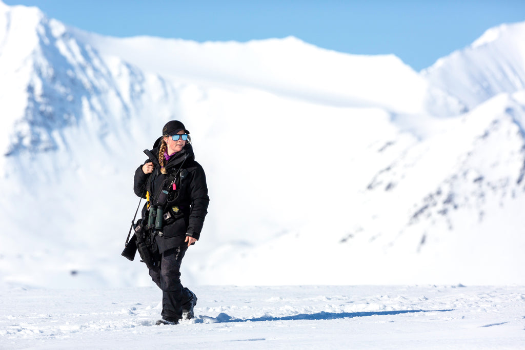 Moira on ice with camera