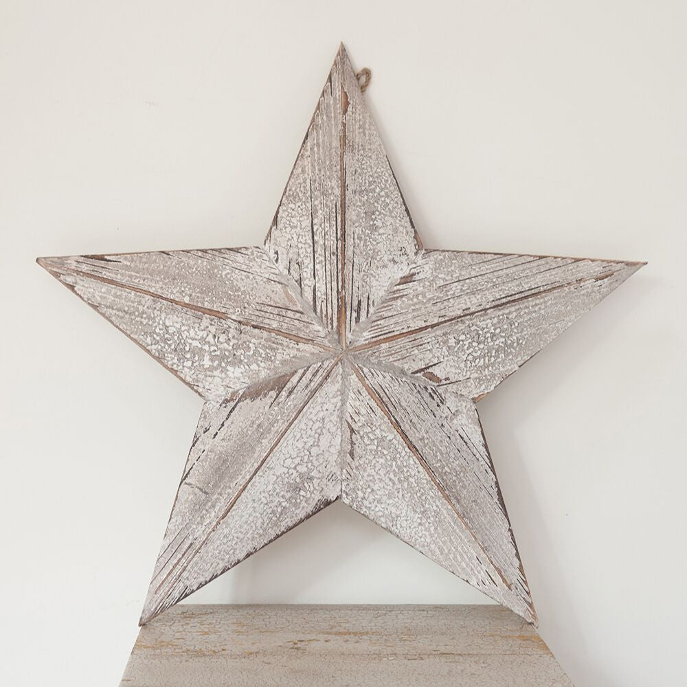 Wooden Barn Stars With Distressed White Paint Finish Decorative Antiques Uk