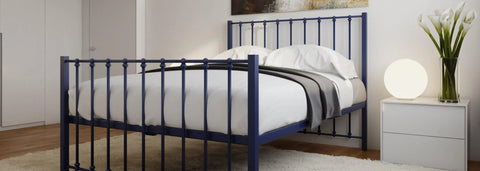 Metal Bed Frame in Night Blue