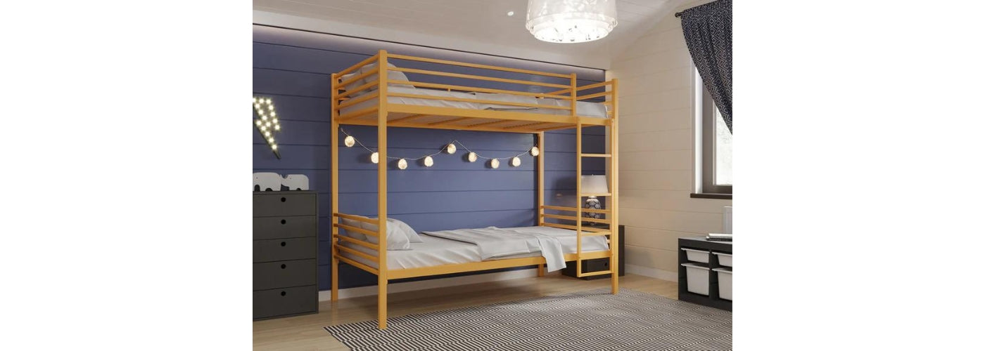 yellow metal bunk bed