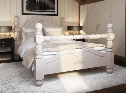 White Wooden Bed