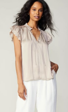 Double Flutter Short Sleeve Blouse