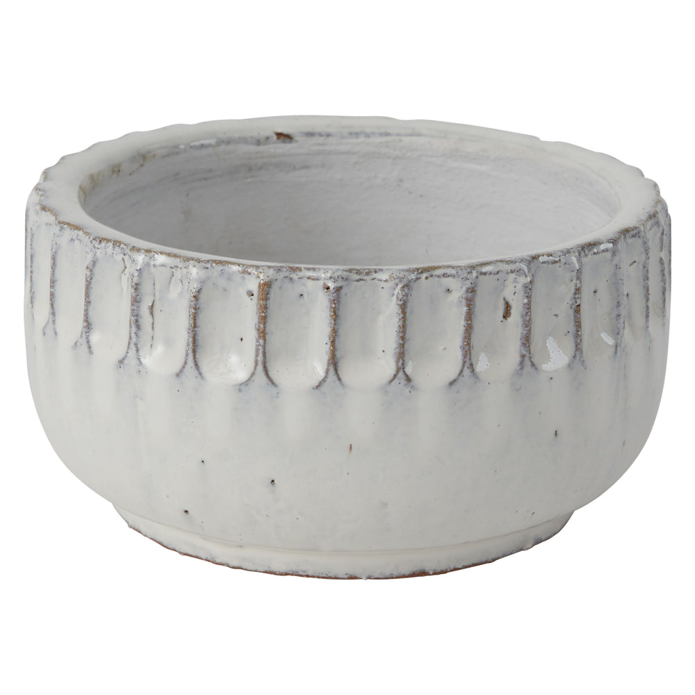 HomeFrills Medium Matte Finish White Ceramic planter Pot with