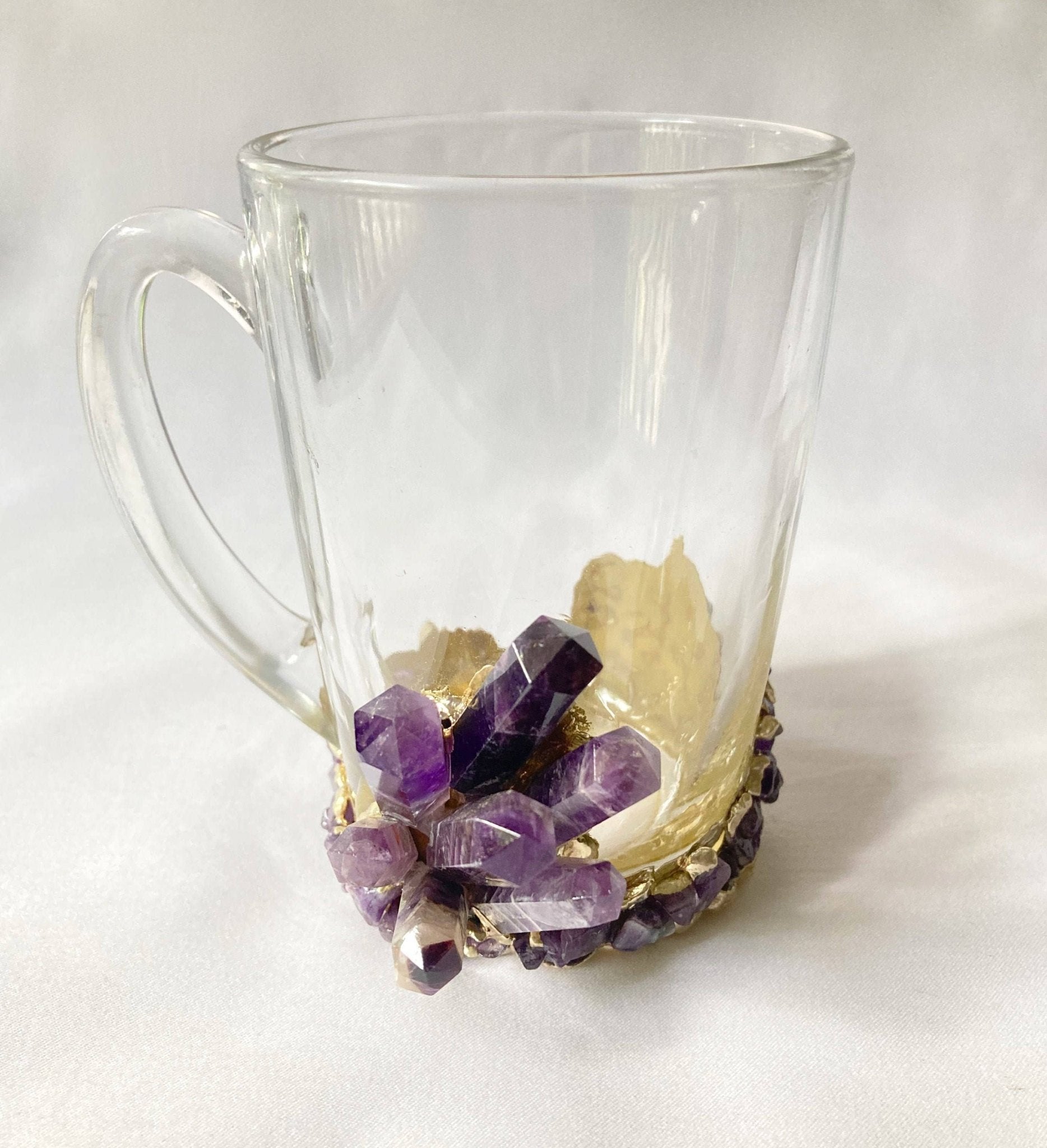 Pink Marble Effect Crystal Mug, Gold Plated