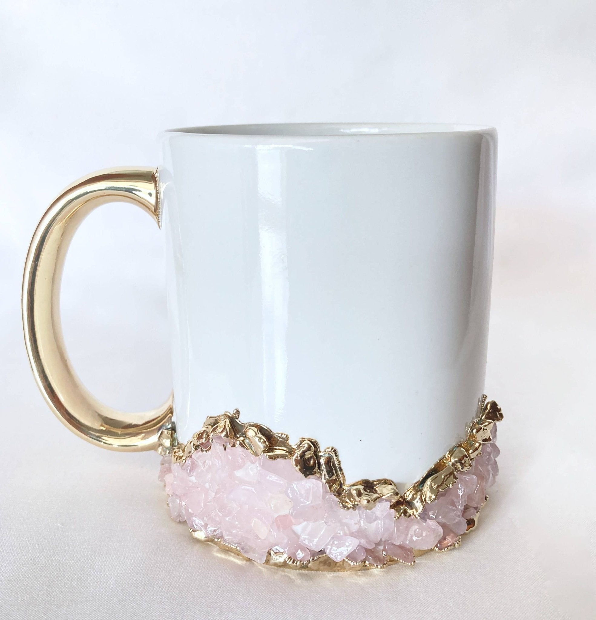 Pink Marble Effect Crystal Mug, Gold Plated