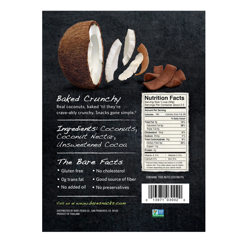 bare snacks choc coconut fruit chips nutritional facts