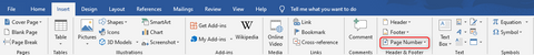 how to add page numbers in word