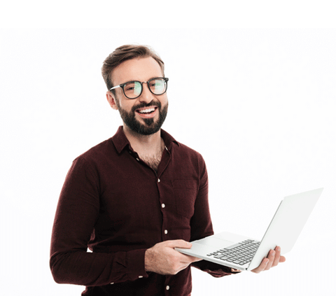 Man Holding Laptop