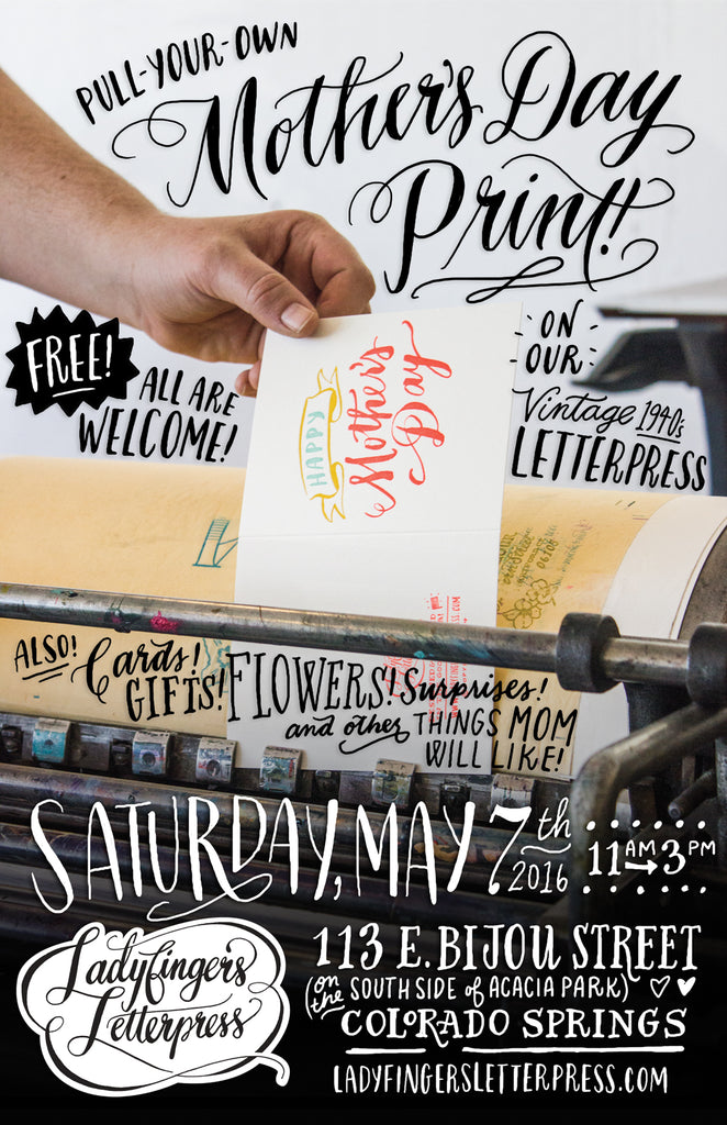 Mother's Day Event at Ladyfingers Letterpress