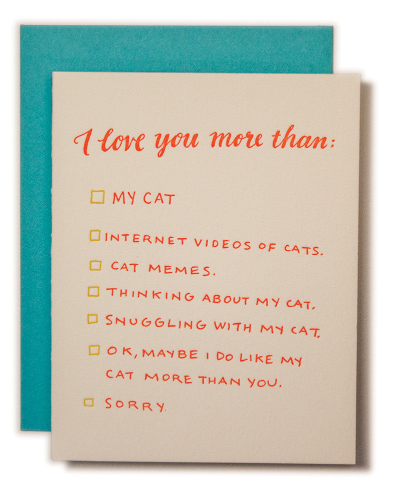 Cat Love Card Ladyfingers Letterpress