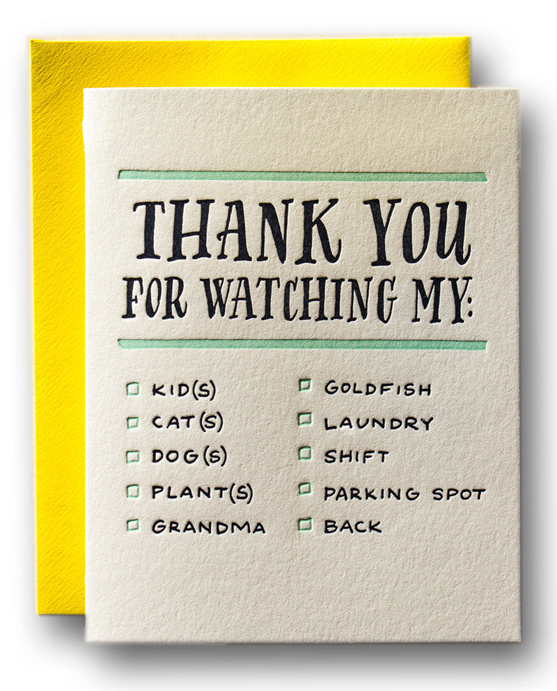 Thank You For Watching My Ladyfingers Letterpress