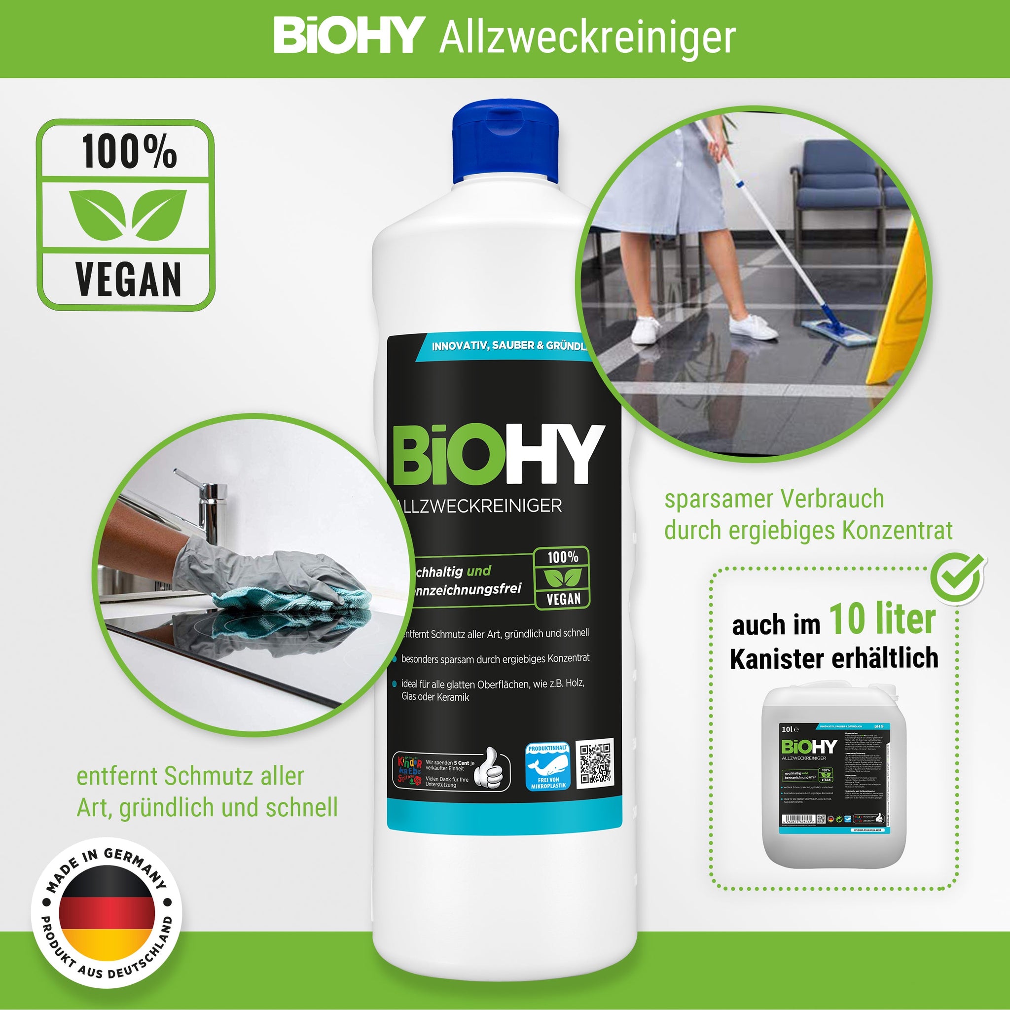 BiOHY Allzweckreiniger 1 Liter, Allesreiniger, Universalreiniger, Bio-