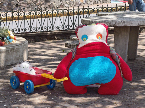 Two stuffed animals nomellam in a design festival in Costa Rica