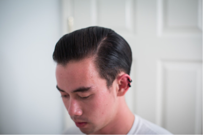 Harrison - hair re-styled with Prospectors Pomade Gold Rush - Side View
