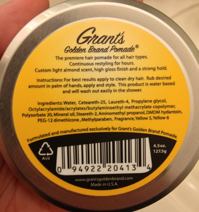 Grant's Golden Brand Pomade bottom label