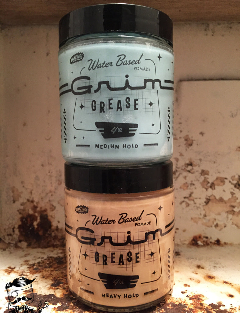 Grim Grease Heavy Water Based Pomade and Medium Water Based Pomade