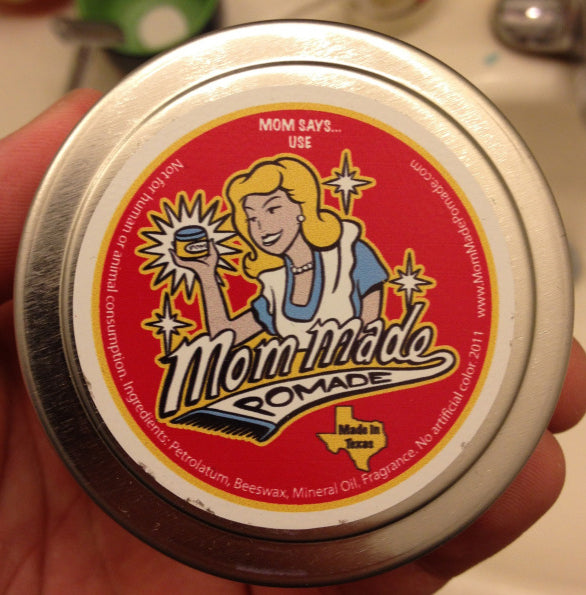 Mom Made Heavy Weight Pomade top label