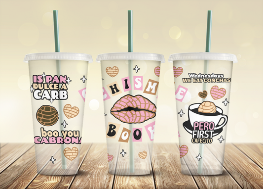 Cafecito Y Chisme Conchas Hearts Starbucks 24oz Reusable Cold Cup