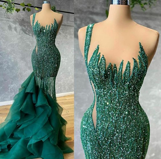 Green Mermaid Prom Dress Evening Dress Fg1246 Formalgowns 