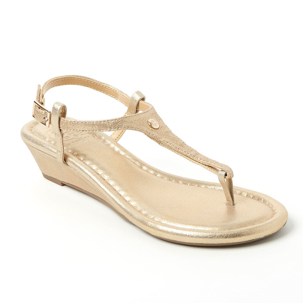 Champagne Leather Wedge - Cambiami