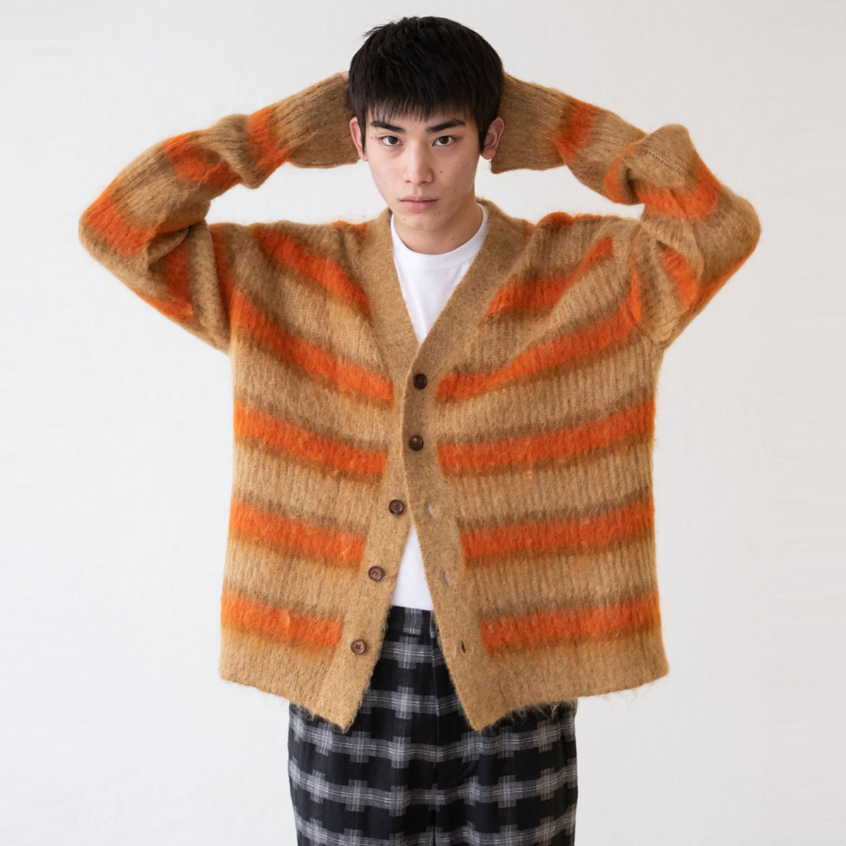 MOHAIR BORDER KNIT CARDIGAN