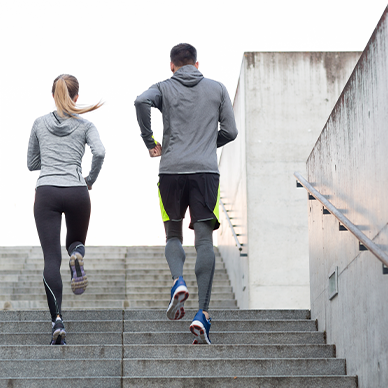 man and women on a run