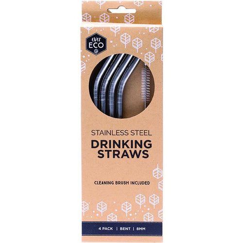 4 PK Stainless Steel Straw With Cleaning Brush 