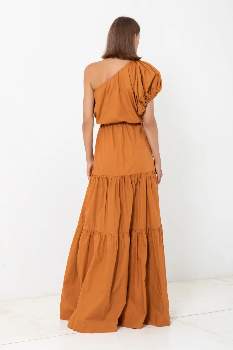 One Shoulder Puff Sleeve Maxi
