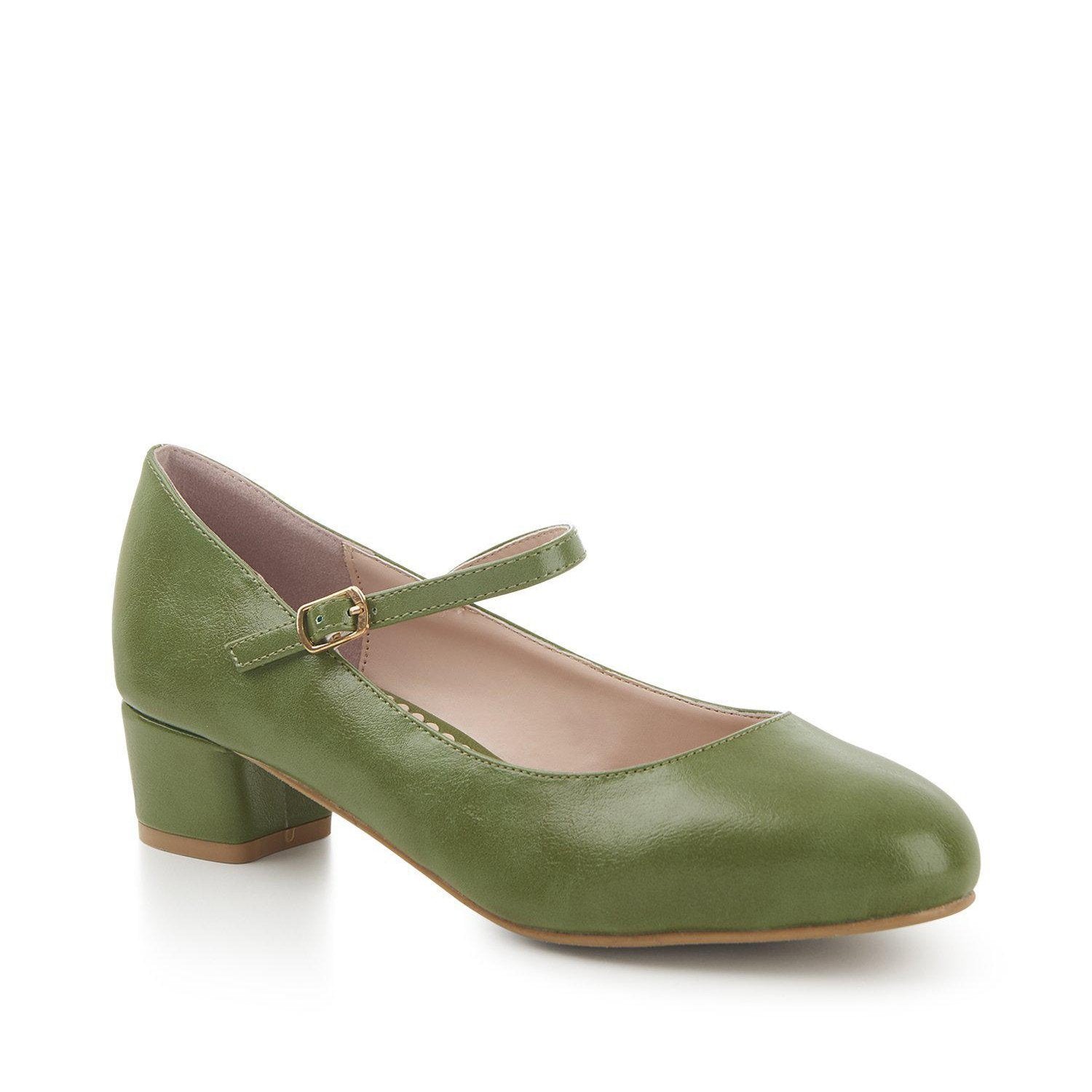 block heel green shoes