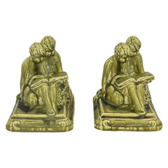 art pottery book ends reading to child