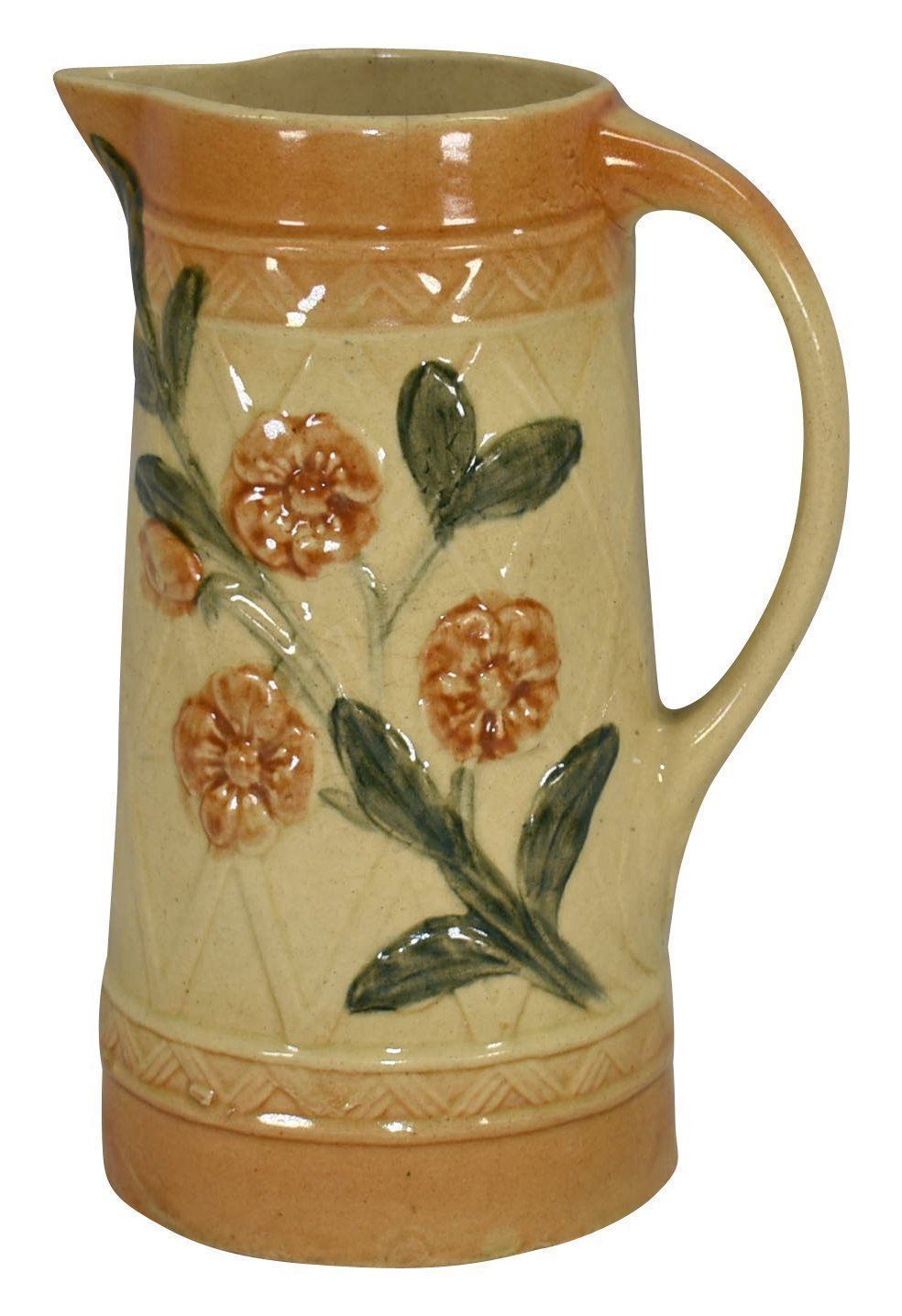 Roseville Pottery 1910-16 Early Ware Wild Rose Pitcher | Just Art Pottery
