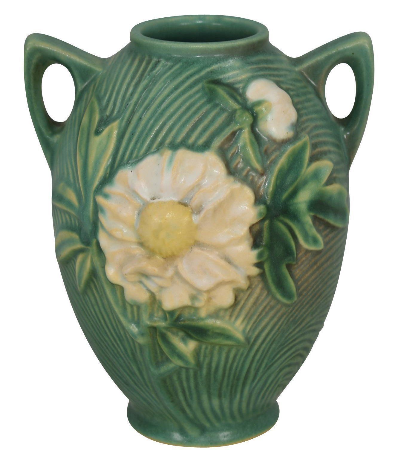 Roseville Pottery Peony Green Vase 58-6 | Just Art Pottery