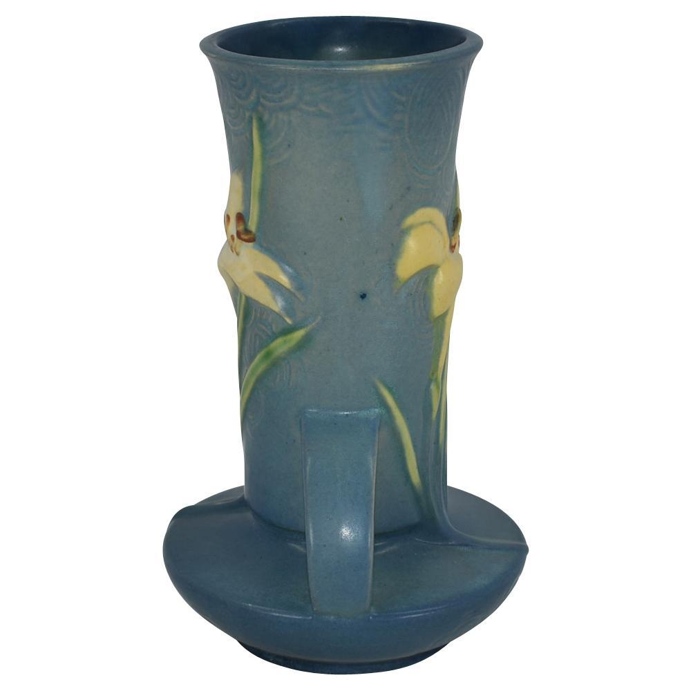 Roseville Pottery Zephyr Lily Blue Vase 131-7 | Just Art Pottery