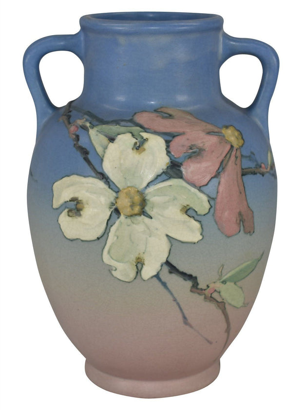 Weller Pottery Hudson Dogwood Flower Handled Vase (Timberlake) | Just