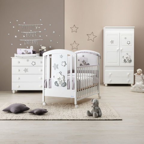 Baby bed Dido White & Gray Normal Azzurra mattress