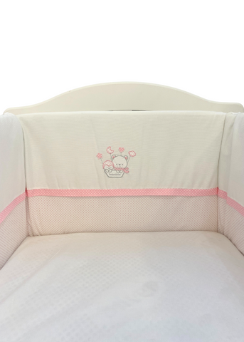 Bed protectors, pink with teddy bear and pink polka dots 180X45 cm D81 Andy & Helen