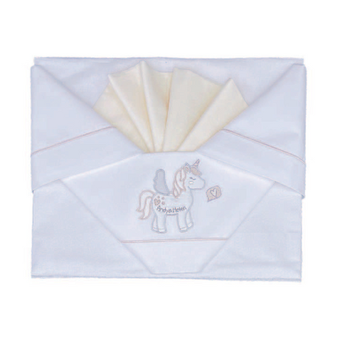 3 Piece Bed Linen Set, Cream with Unicorn D23 Andy & Helen