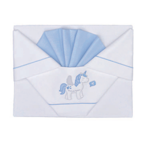 Bed Linen Set 3 Pieces, Blue with Unicorn D23 Andy & Helen