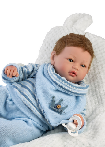 Inaki Reborn Doll 46 cm Vinyl Natural Hair with Blue Knitted Suit 10264 Guca