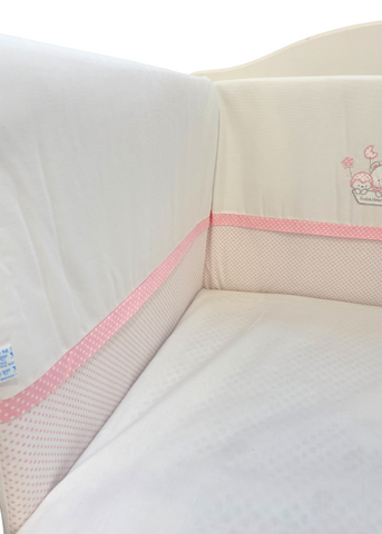 Bed protectors, pink with teddy bear and pink polka dots 180X45 cm D81 Andy & Helen