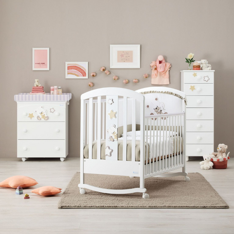 Baby bed Dido Mini White & Cream Normal Azzurra mattress