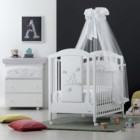 Cot Protection Set 4 Pieces Cotton Collection Soffio White Azzurra