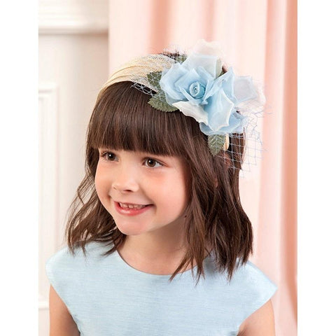 Girl's Organza Headband Blue Flowers