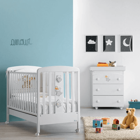 baby furniture with swaddled chest of drawers